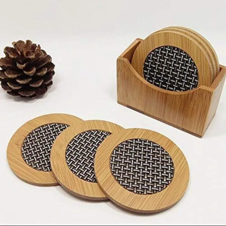 Buy 6 pcs (M size)Bamboo Wooden Round Coaster for Home Pan Pot Holder for Dining Table at Best Price In Bangladesh