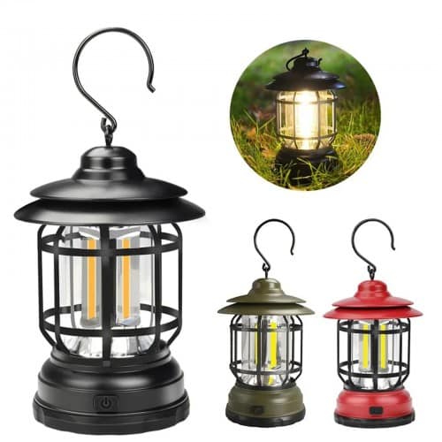 Buy Retro Camping Lamp Lantern Lamp Outdoor Emergency Hanging Light Portable USB Rechargeable LED Camping Lantern Tent Lighting at Best Price In Bangladesh