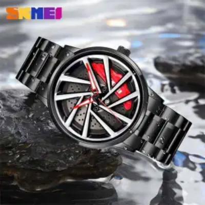 Picture of SKMEI 1787 Fashion Creative Cool Black Watch Cutout Concept Dial Metal Style Waterproof Sports Watch For Men
