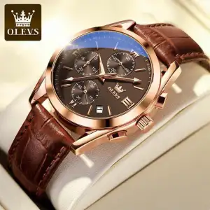 Picture of OLEVS 2872 Watch For Men Waterproof Business Dress Analog Quartz Calendar Wristwatch Luxury Brand Date Sport Leather Luminous Clock - Watch