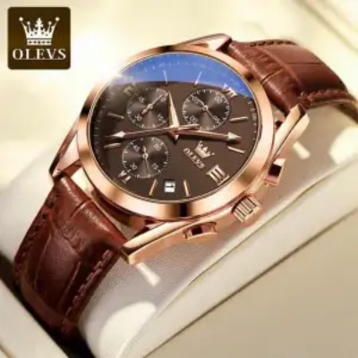 Picture of OLEVS 2872 Watch For Men Waterproof Business Dress Analog Quartz Calendar Wristwatch Luxury Brand Date Sport Leather Luminous Clock - Watch