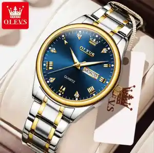 Picture of OLEVS 5563G Fashion Watch for Men Silver & Golden Two Tone Stainless Steel Analog Wrist Watch For Men