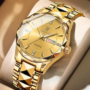 Picture of 2023 New Collection POSHI Sale New Top Waterproof Watch Men Business Japan Quartz Dual Calendar Premium Quality Stainless Steel Luxury Golden Watches For Men