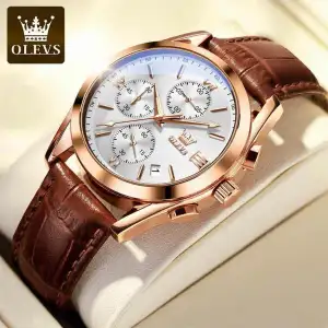 Picture of OLEVS 2872 Waterproof Business Dress Analog Quartz Calendar Wristwatch Luxury Brand Date Sport Leather Luminous Clock Watch For Men