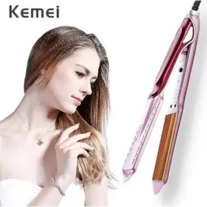 Picture of Kemei KM-473 Professional Hair Crimper Wide Plate instant Heating Pink