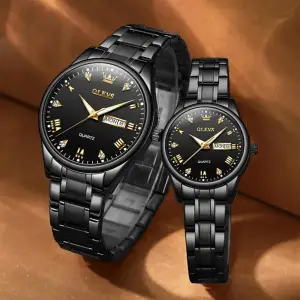 Picture of Stylish & Fashionable Silver And Golden Two-tone Stainless Steel Analog Wrist Watch For Couple