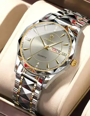 Picture of 2023 New Collection POSHI Sale New Top Waterproof Watch Men Business Japan Quartz Dual Calendar Premium Quality Stainless Steel Luxury Golden Watches For Men