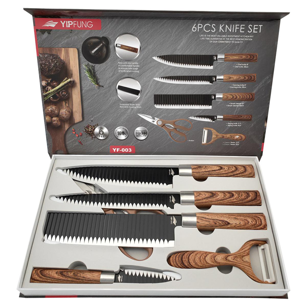 Picture of High Quality Funny Kitchen Knife 6pcs Stainless Steel Knife Set with PP and TPR coating handle YF-003