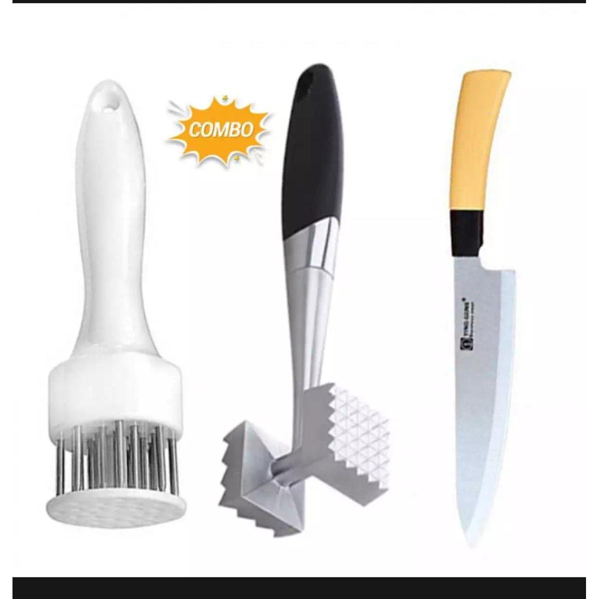 Picture of Combo of BBQ Grill Stand, Kitchen Knife, Meat Hammer and Meat Tenderizer