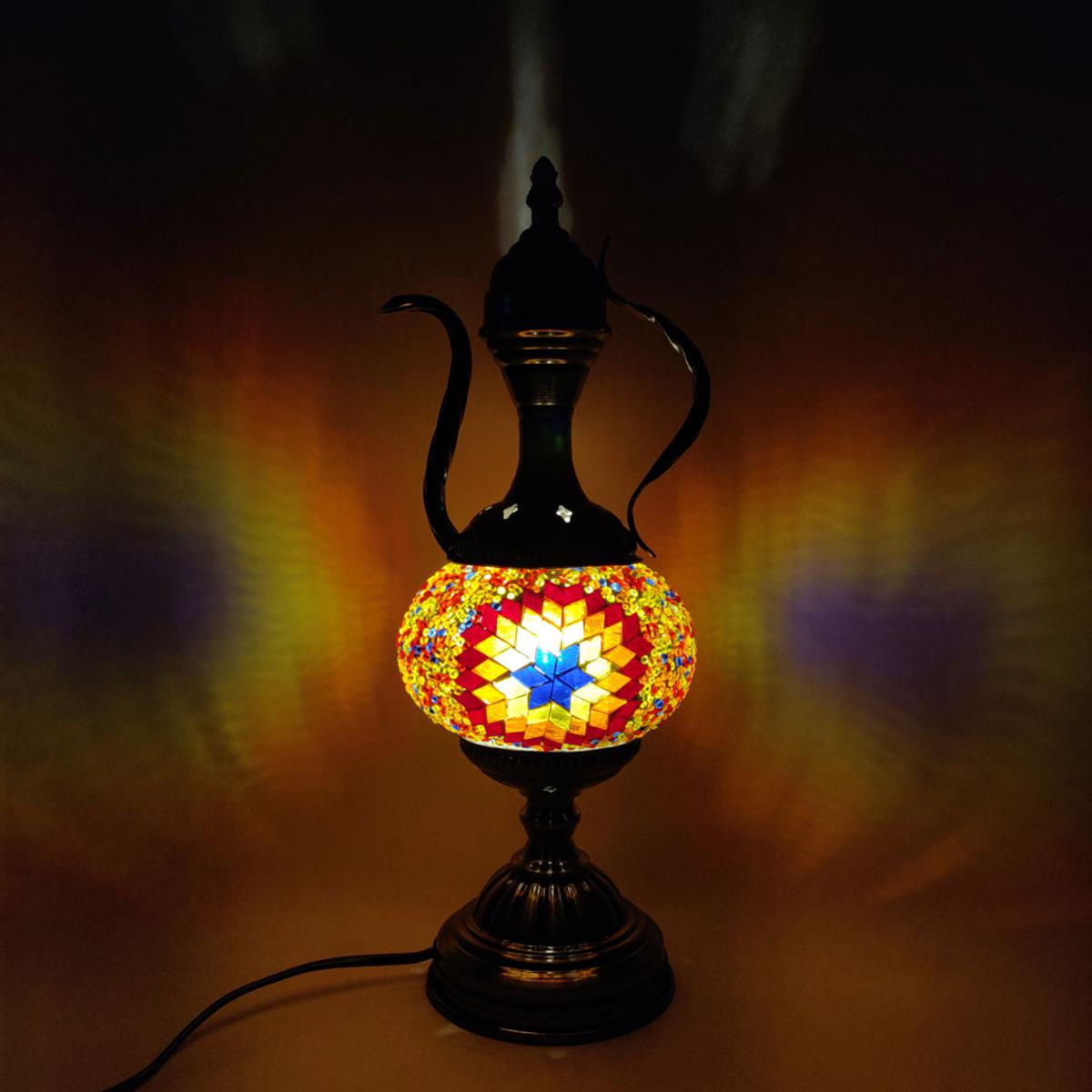 Picture of Multi-Color Glass Design Mosaic Turkish Jug Style Table Lamp