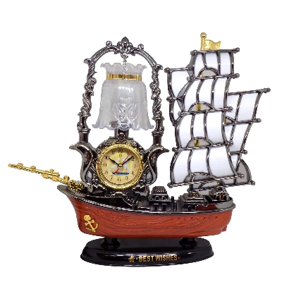 Picture of Ship Lamp with Clock, Home Decoration Item, Best Gift Item for Diwali and Other Festive Occasion,