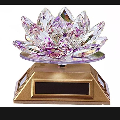 Picture of Solar Energy Crystal Lotus Flower Decoration Blue Green Purple Yellow (Showpies Valentine Gift)