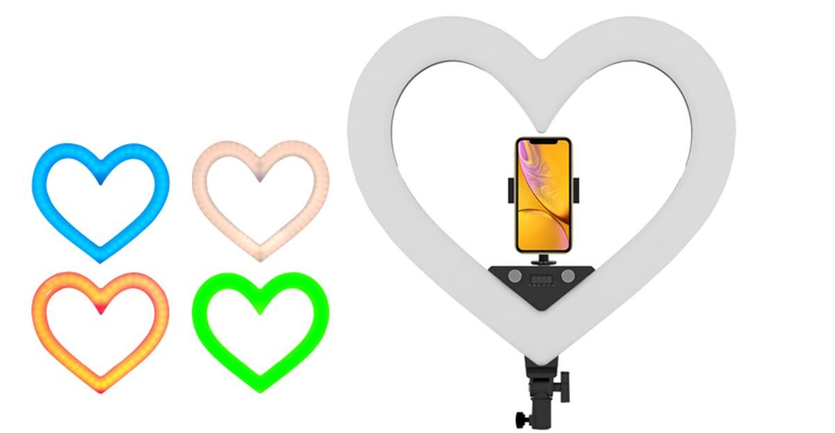 Picture of TIK-TOK RGB LED 18 inch Heart-shaped  Studio Light Lamp For Live Stream Video Ring Light