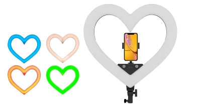 Picture of TIK-TOK RGB LED 18 inch Heart-shaped  Studio Light Lamp For Live Stream Video Ring Light