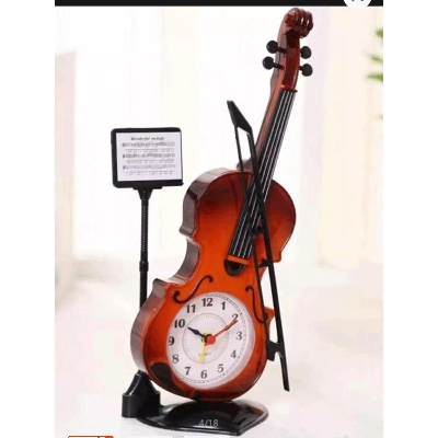 Picture of Desk Clock Creative Violin Design Delicate Home Alarm Clock