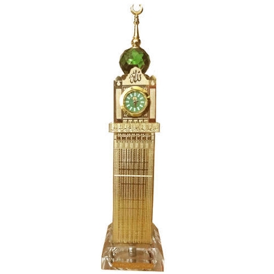 Picture of Ramzan Mubarak World Monuments Islamic Abraj Al Bait Famous Landmark Souvenir Skyscraper Collectibles Mecca Clock Tower Miniature Crystal Glass Statue 8.5"