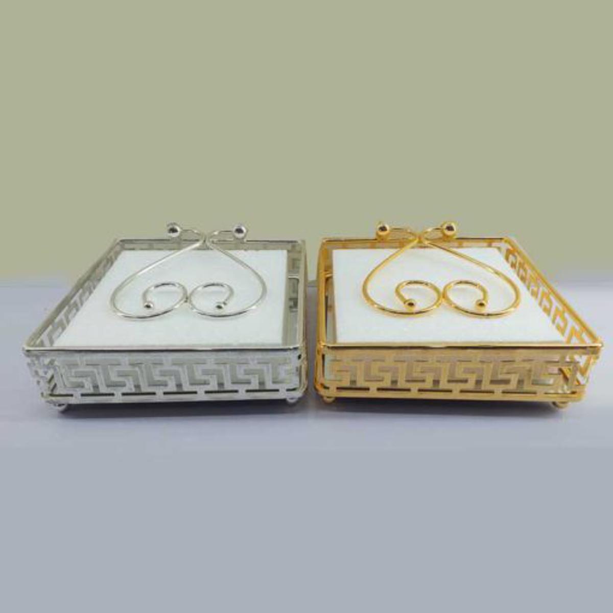 Picture of Metal Tissues Holder Gold And Silver Full Body With Stone Design