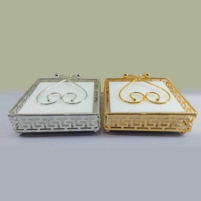 Picture of Metal Tissues Holder Gold And Silver Full Body With Stone Design
