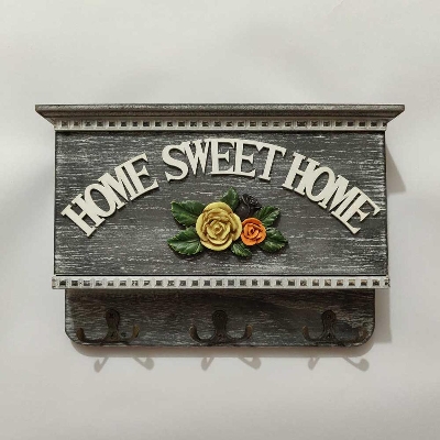 Picture of Home sweet home ash color wooden key holder