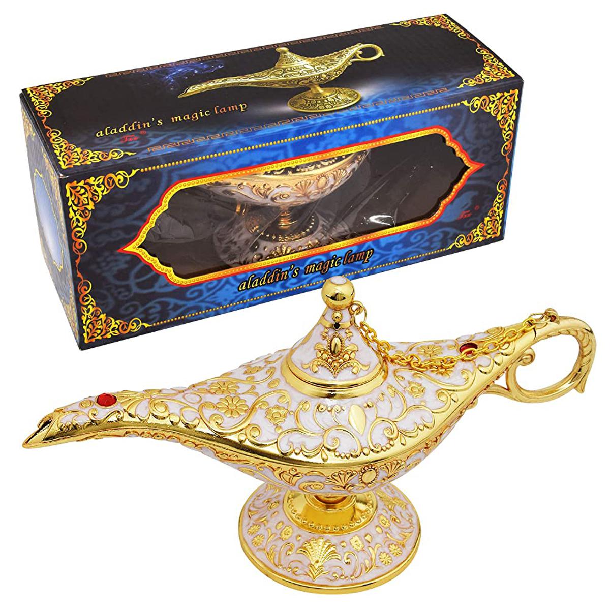 Picture of Aladdin Lamp Magic Genie Wishing Light,Collectable Rare Classic Arabian Costume Props Lamp Tabletop Decor Crafts For Home/Wedding Decoration&Gift For Party/Halloween/Birthday