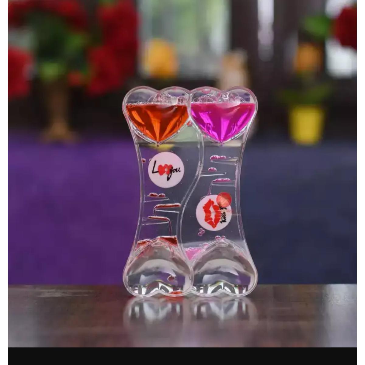 Picture of Wheel Droplet Timer Hourglass Double Heart Shape Valentines Day For Girlfriend, Wife, Fiance, Boyfriend, Husband, Love (Design-1) - Photo Frame