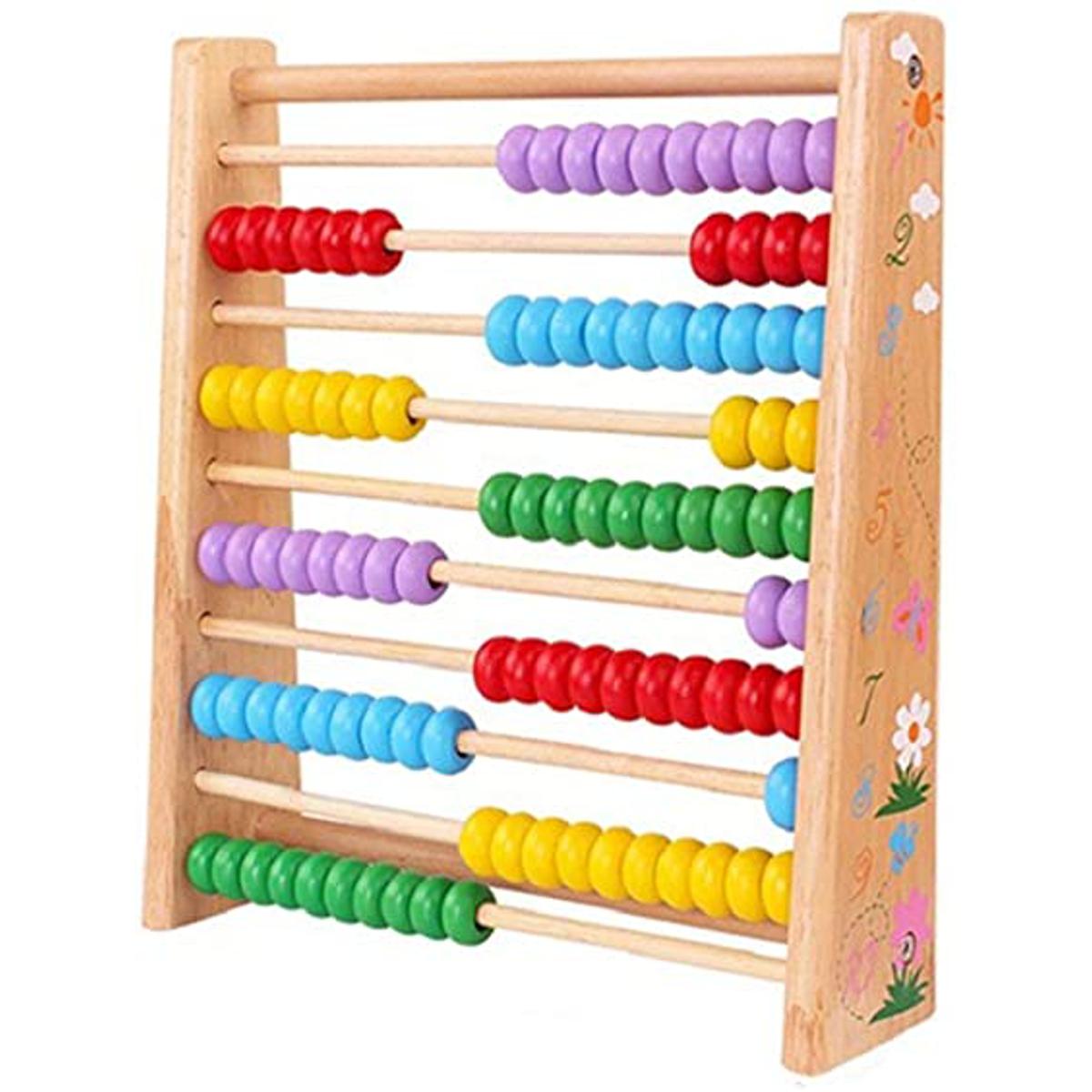 Picture of Wooden Abacus for Kids Math, Educational Counting Toy with 100 Beads, 123 Learning Number Abacus for Toddler, Mathematics Toy Beads Game for Preschool Children Kindergarten