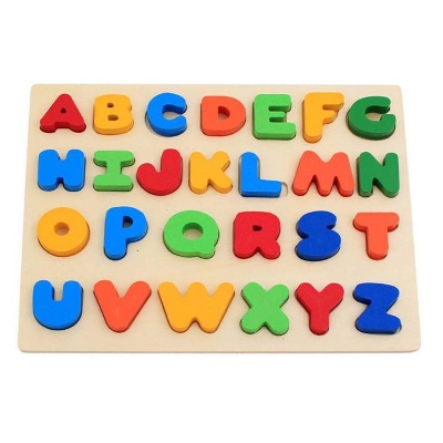 Picture of Wooden Blocks Uppercase Puzzle Board Montessori Reading Matching Word Educational Literacy Game Teaching Aids Toy