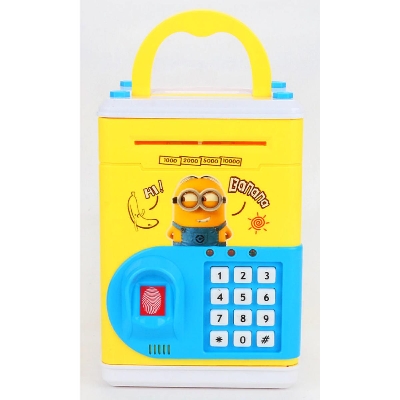 Picture of Kids Electronic Money Safe Box password & Fingerprint Saving Bank ATM for Coins and Bills ,piggy bank with fingerprint & password