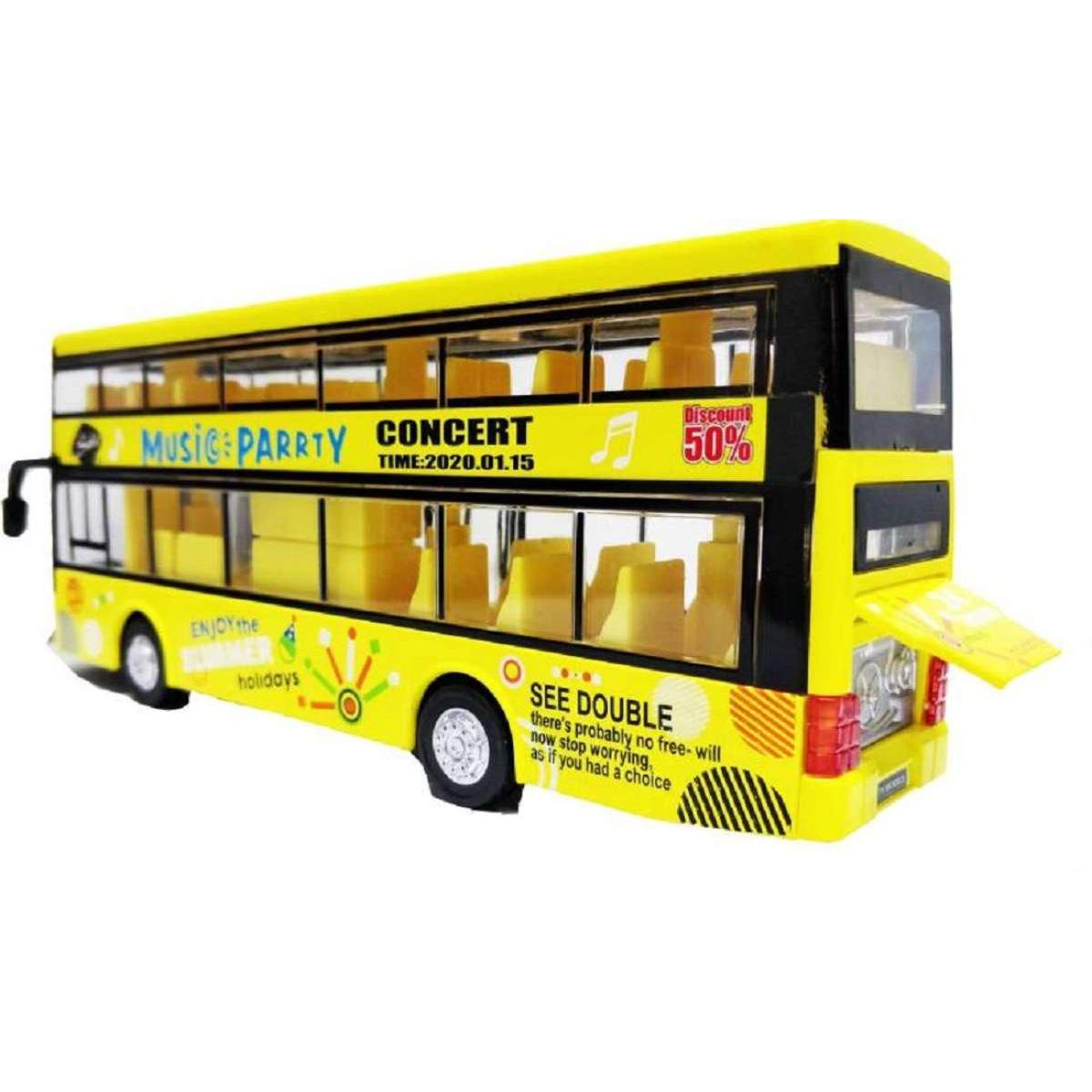 Picture of Die Cast Metal Body Door Opening Luxury Toy Bus with LED Light and Sound