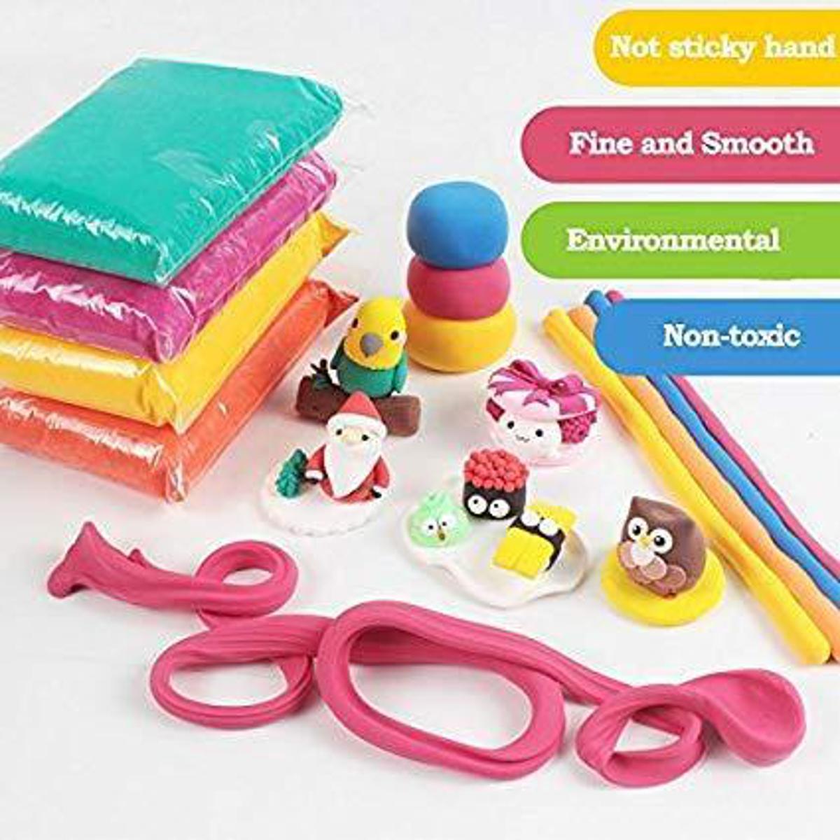 Picture of 2pcs DIY Soft Magic Super Clay Craft Air Dry Plasticine Ultra-light Modeling Dough with Tools, Children Educational Toys & DIY Gifts - Multi-colors