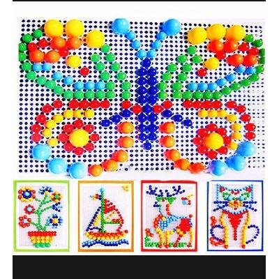 Picture of Baby Toys Creative Colorful Mosaic Nail Fungus Ding Children Learning Toy Insert Beads Puzzle Educational Toys For Children