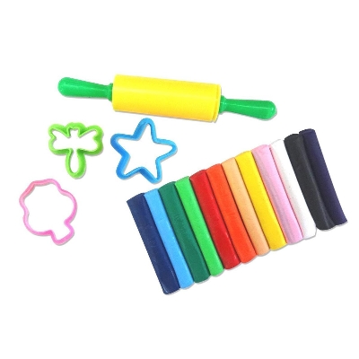 Picture of Non-Toxic Modelling Clay Kids Learning kit (Combo Pack) of (12 Colors) with Roller & 4 Moulds +(12 Colors) with Velan & 3 Moulds Modeling Clay