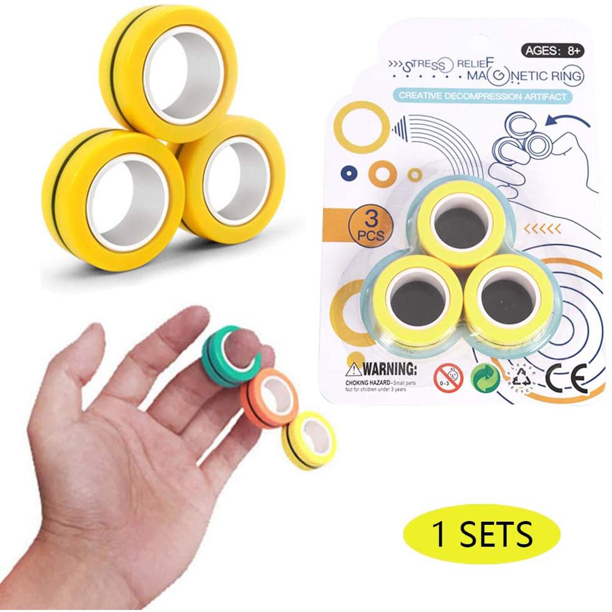 Picture of Anti-Stress Finger FinGears Magnetic Rings For Autism Anxiety Relief Focus Toys -Magnetic Bracelet Ring Unzip Toy Magical Ring Props Tools, Stress Relief Fidget Sensory Toys Set