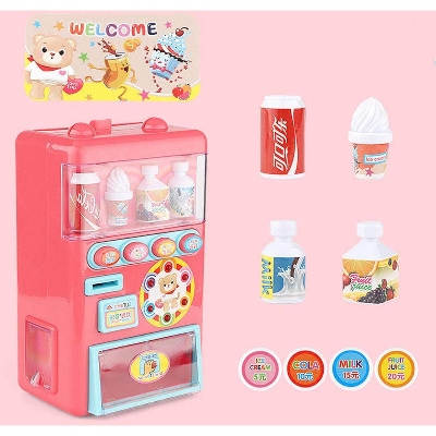 Picture of Children Pretend Coin Vending Machine Toy Games Toys Girl Play House Simulation Automatic Drink Vending Machine Toy Gifts