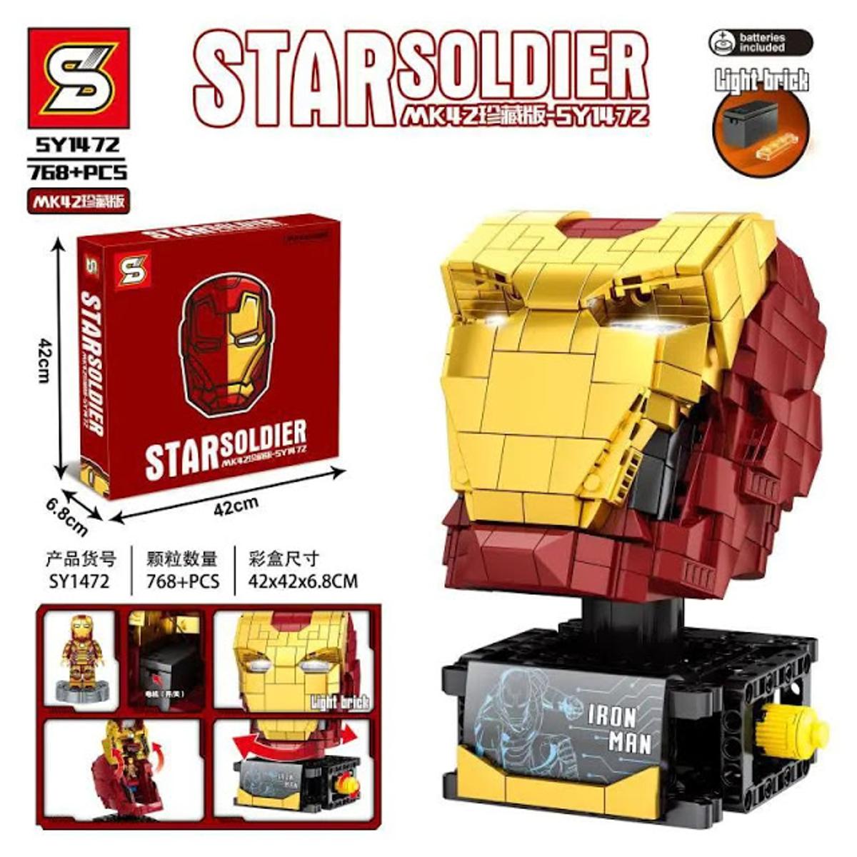 Picture of Sembo Blocks SY1472 Star Soldier MK42 Iron Man Head Series Collection Educational Kids Toys
