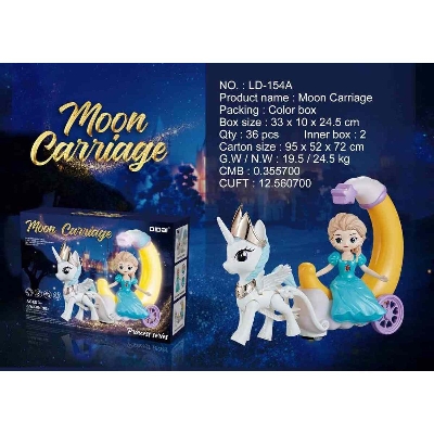 Picture of Shwapnochura Princess Moon Carriage Car With Light Sound Elsa Anna Snow White Cinderella Sophia Dolls Toys for Children Girls Gifts