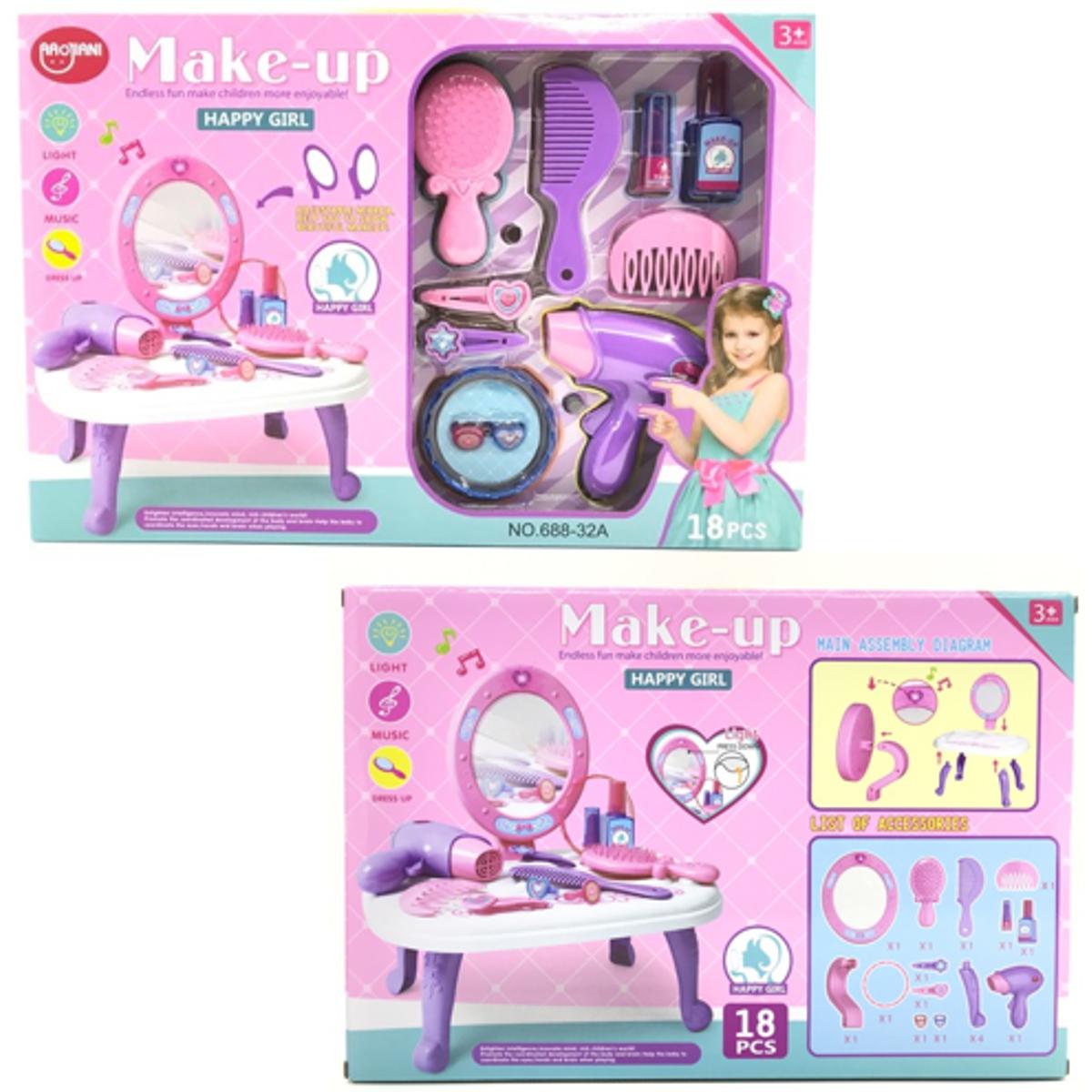 Picture of 18pcs kids pretend play dresser toy girl cosmetics playset makeup toys for girl set kids birthday gift