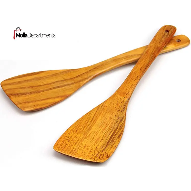 Picture of Wooden Spatula.Long Handle Flat Frying Spatula. Handmade for Kitchen Cookware Frying Spatula