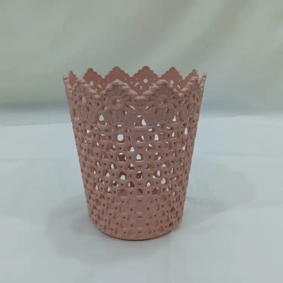 Picture of 1  pcs Plastic Storage Basket Multifunctional Hollow Flower Cylinder Pen Holder Makeup Brush Storage Basket Holder Desktop Organizer