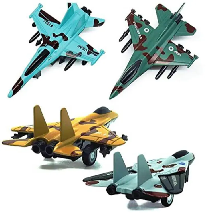 Picture of Die Cast Metal Military Fighter Jet Toy Power Friction Aeroplane Play