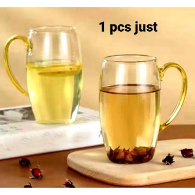 Picture of 1 pcs Plain long 330ml  Heat-resistant Glass Cup  Coffee Cup With Handle Tea Milk Drink Mug Household  Home  Drinkware - Coffee Mug