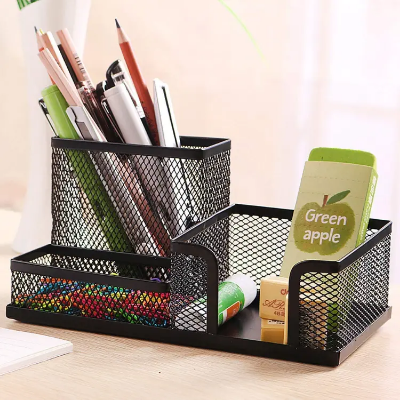 Buy metal-mesh-desk-organizer-3-compartment-stationary-storage-stand-pen-pencil-holder Online at Best Price In Bangladesh
