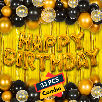 Birthday Decoration Combo Golden Theme 
