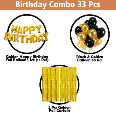 Birthday Decoration Combo Golden Theme 