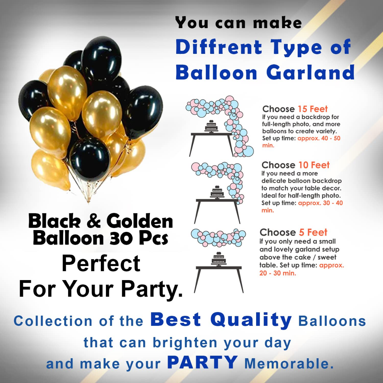 Birthday Decoration Combo Golden Theme 