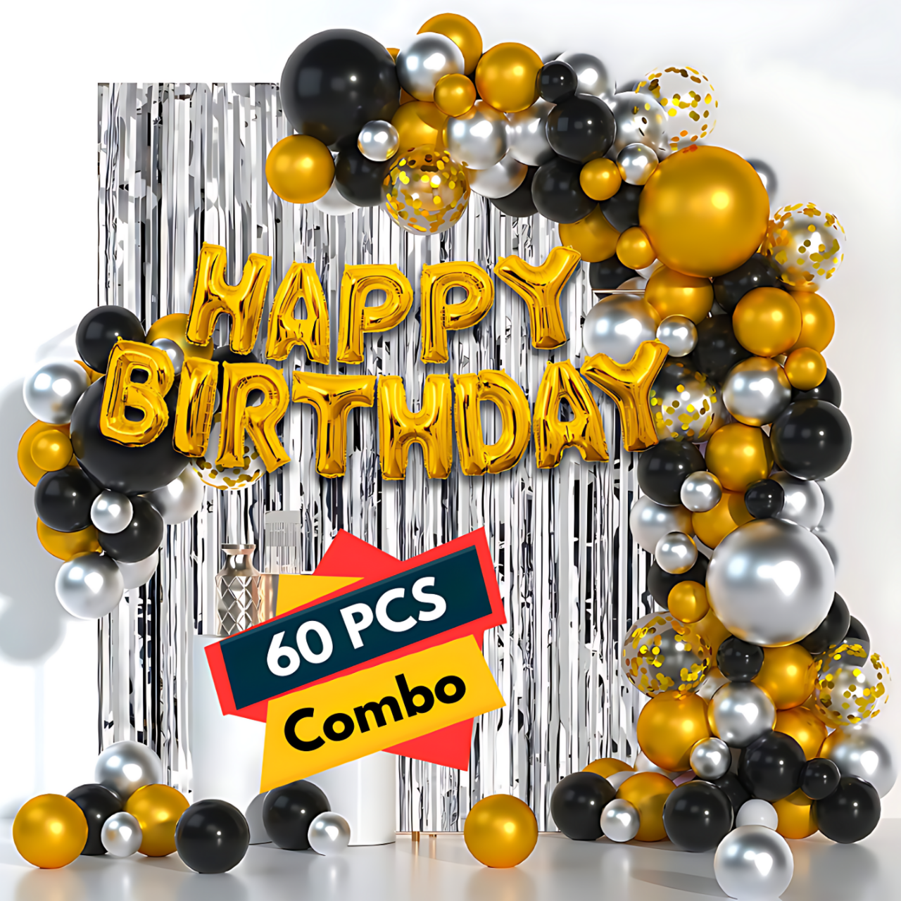 Birthday Decoration Combo  Golden Theme 