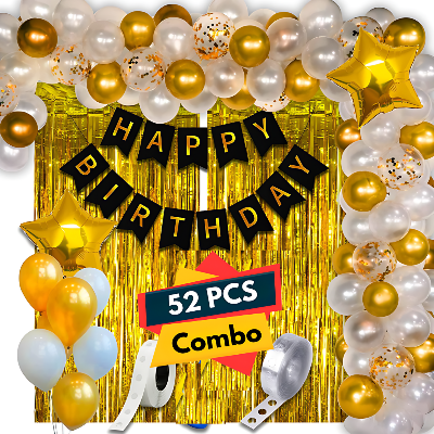Birthday Decoration Combo Golden Theme 