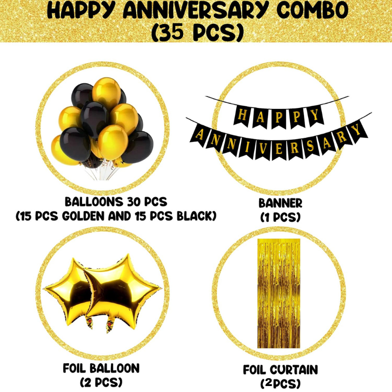 Anniversary Decoration Combo Golden Theme 