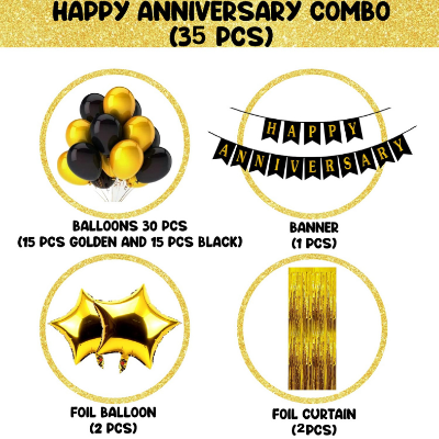 Anniversary Decoration Combo Golden Theme 