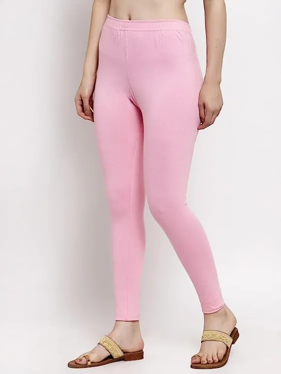 Buy Pink Women/Girl Leggings Fabrics Cotton Long Churidar Ties Pant Leggings jeggings at Best Price in Bangladesh